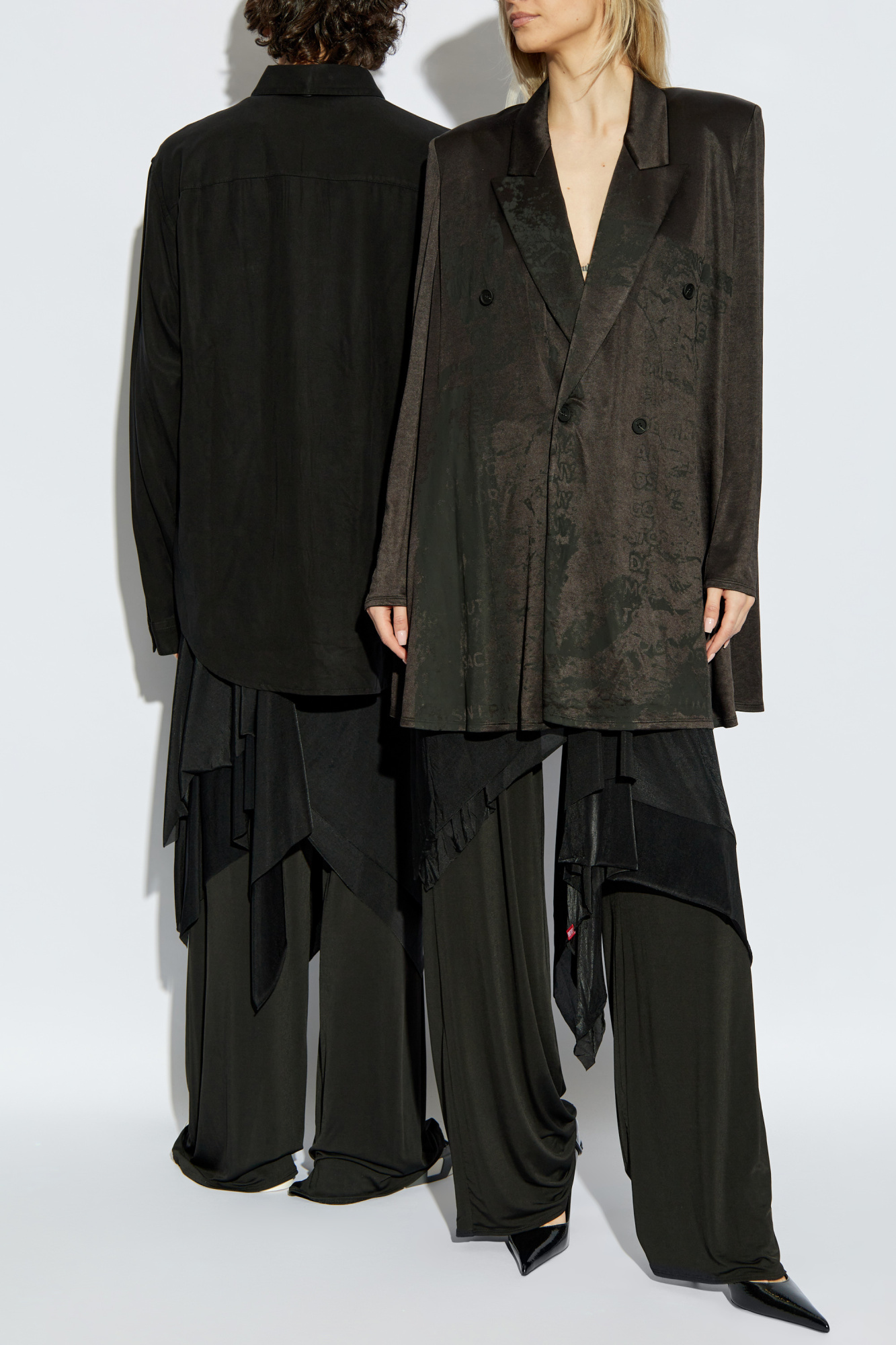 パンツ DIESEL P-Frizza-Plain P-FRIZZA-PLAIN Draped pants in fluid jersey｜ブラック